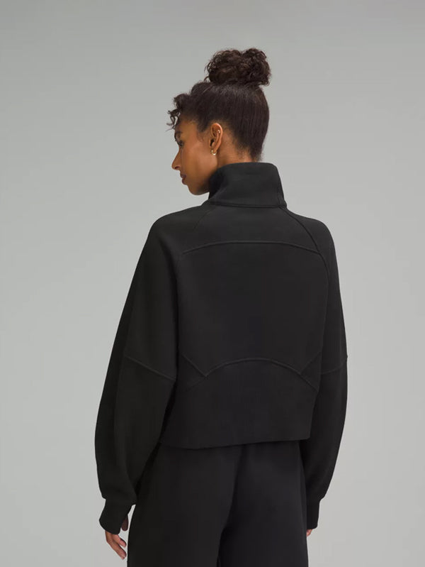 Oversized Funnel-Neck Half Zip