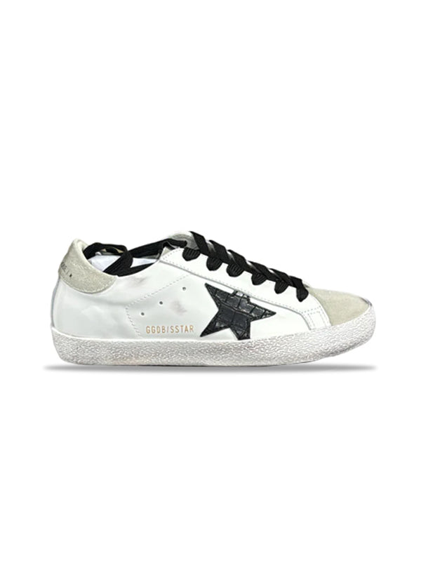 Golden goose white b.grey leather