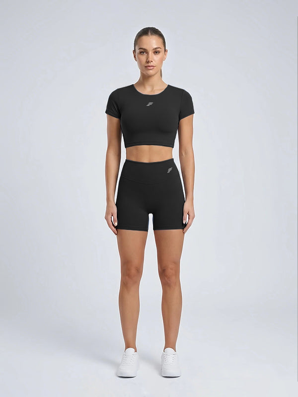 Set Short Sleeve Cropped Top with Short
