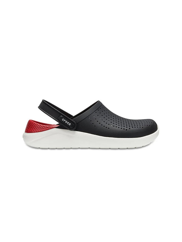 crocs literide clog black and red