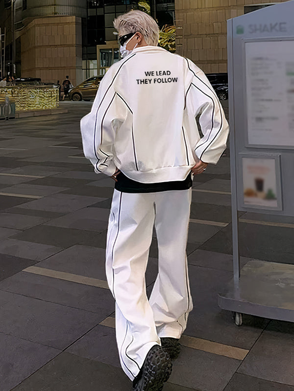 set wide leg sports pants and jackets