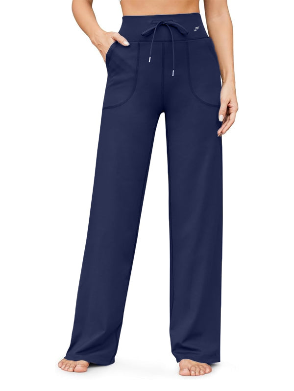 Stretch Wide Leg Trousers High Waisted