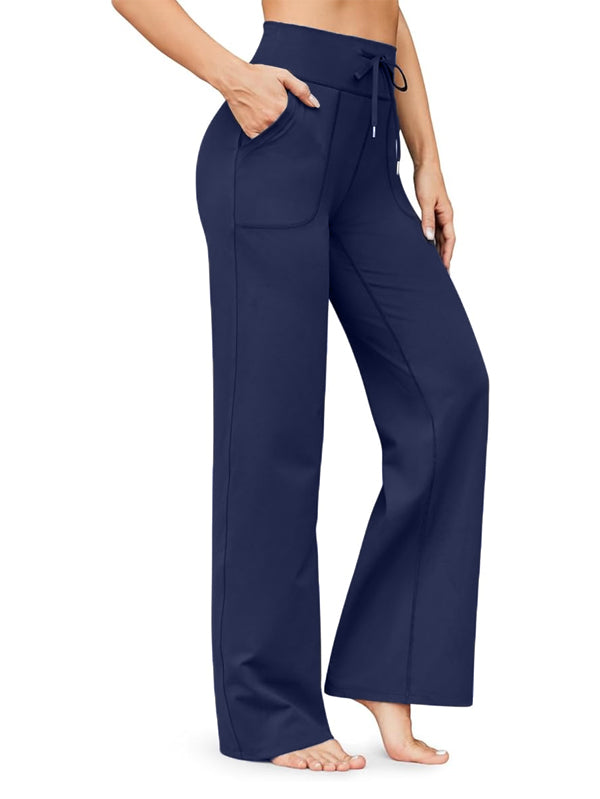 Stretch Wide Leg Trousers High Waisted