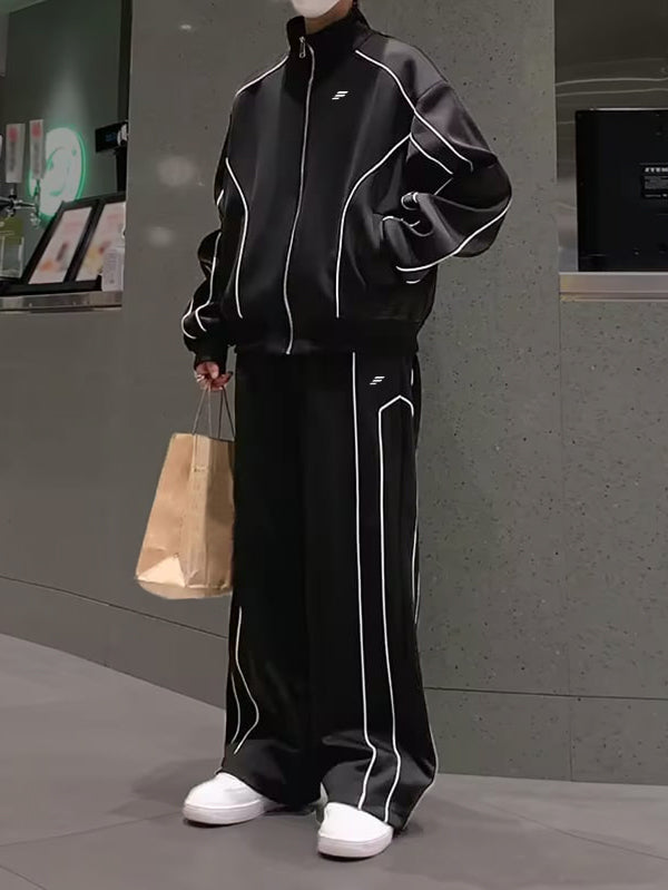 set wide leg sports pants and jackets