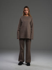 Set Long Sleeve Shirt with Wide Leg Pant