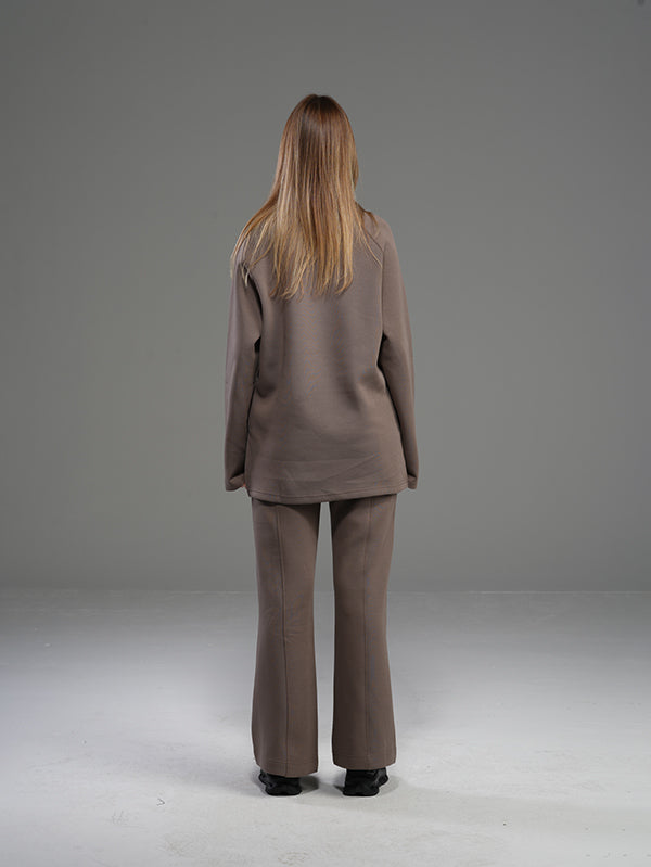 Set Long Sleeve Shirt with Wide Leg Pant