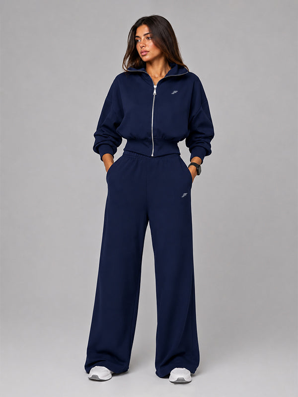 Set Cropped Jacket with Wide Leg Pant