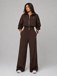 Set Cropped Jacket with Wide Leg Pant