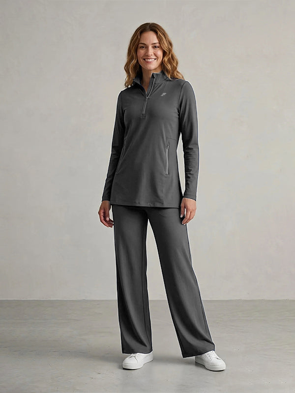 Polyester Set Long Sleeve Shirt With High Waisted Pant