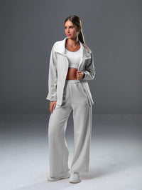 set wide leg pants and jackets