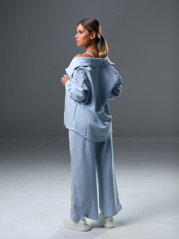set wide leg pants and jackets