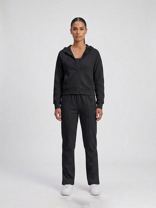 Set Cropped Jacket With straight Leg Pant