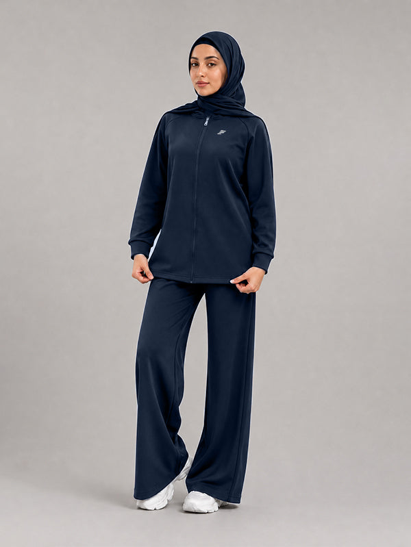 Set Cotton Jacket With Wide Leg Pant