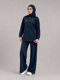 Set Cotton Jacket With Wide Leg Pant