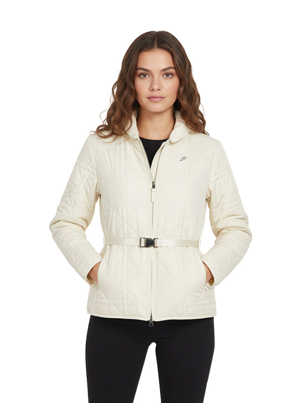 Short lightweight down jacket with belt