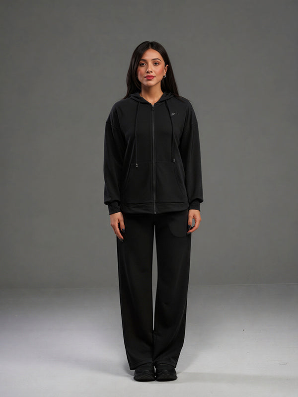 Set Cotton Jacket with Wide Leg Pant