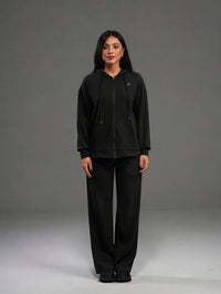 Set Cotton Jacket with Wide Leg Pant