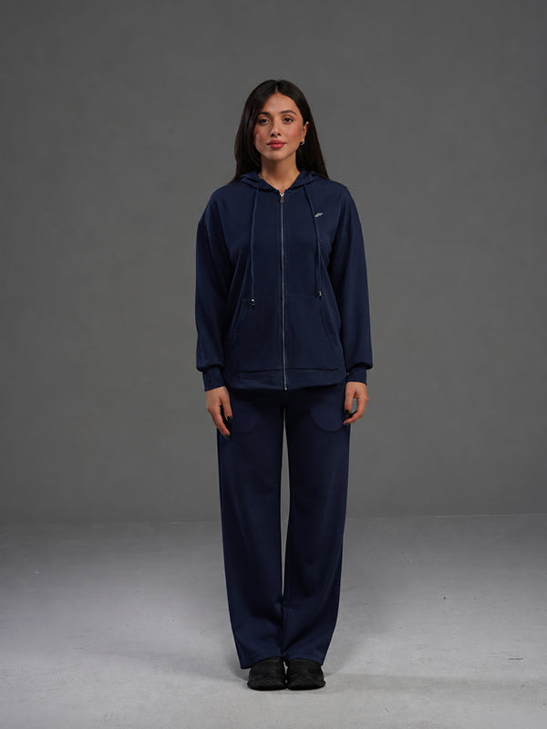 Set Cotton Jacket with Wide Leg Pant