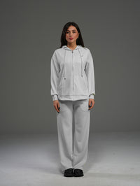 Set Cotton Jacket with Wide Leg Pant