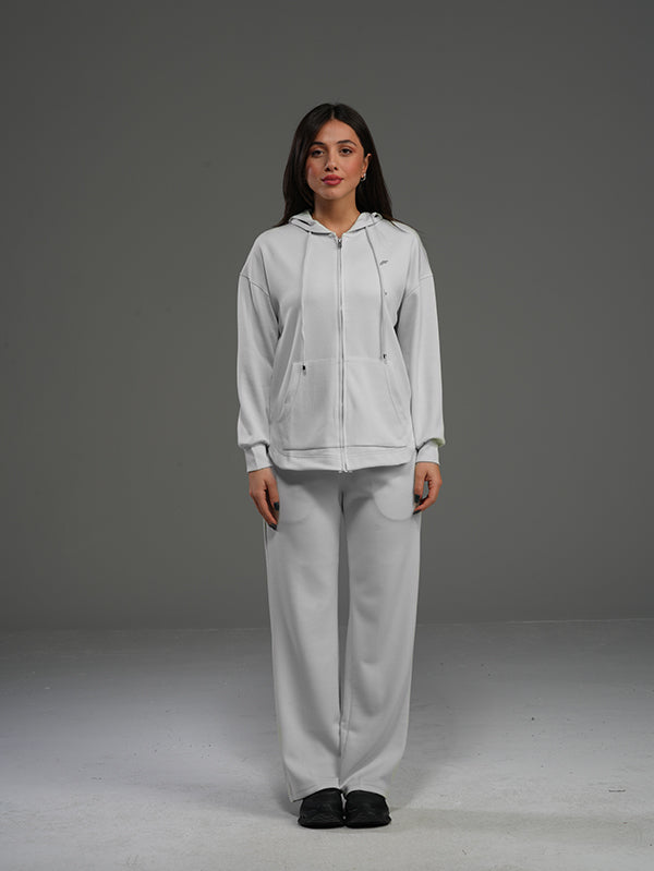 Set Cotton Jacket with Wide Leg Pant