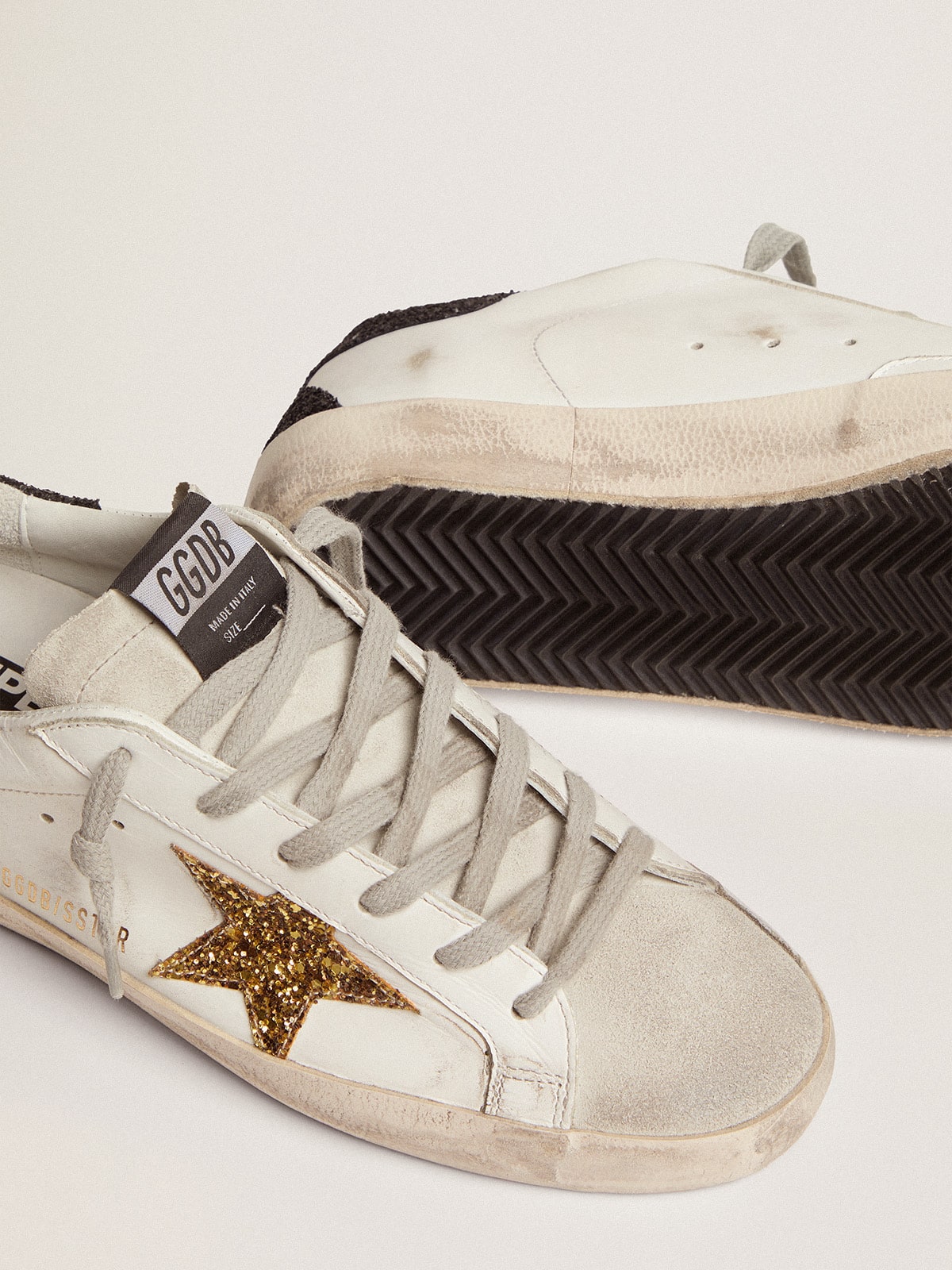 Golden Goose Super-Star in Nappa Leather with Gold Glitter