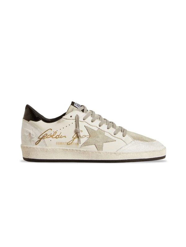 Golden goose ball star grey leather trainers white