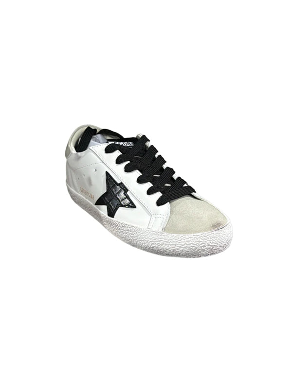 Golden goose white b.grey leather