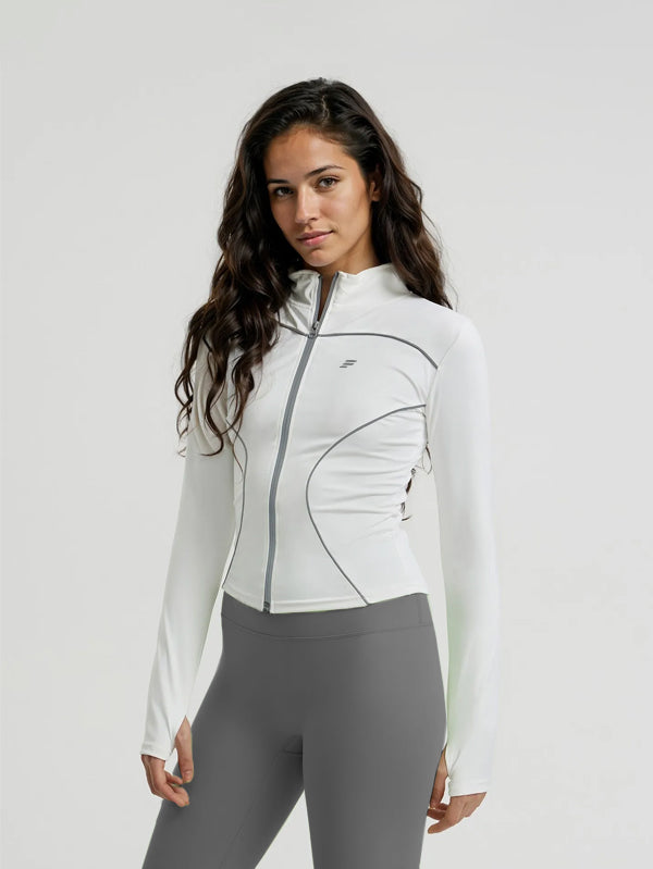 Styli Active Reflective Zip Tape & Contour Seam Detail Zip Up Jacket