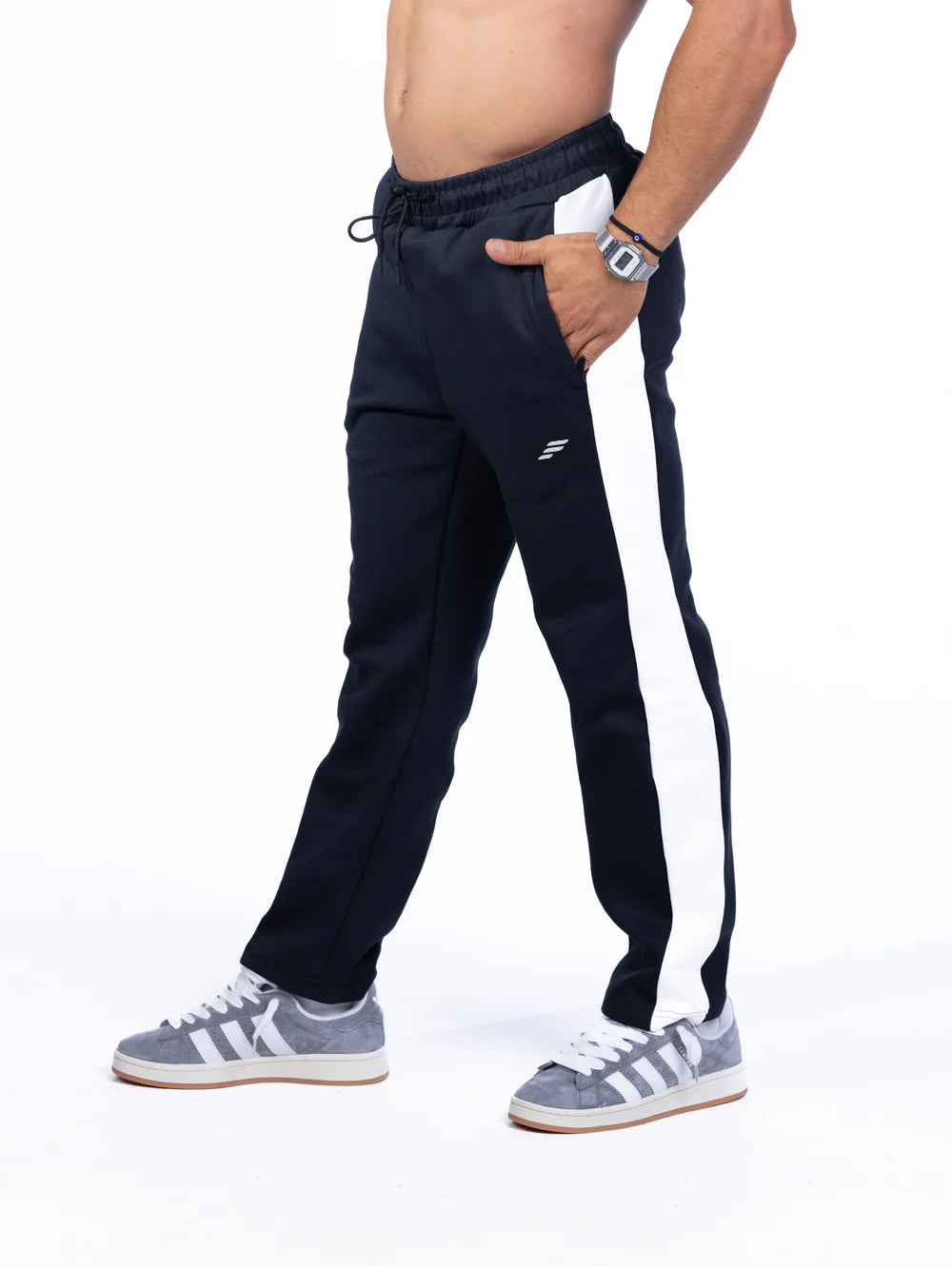 Regular Fit Striped Wide Leg Joggers