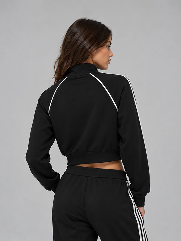 Set Cropped Jacket with Wide Leg Pant