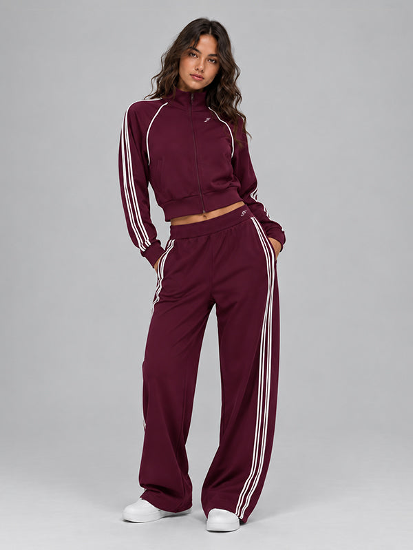 Set Cropped Jacket with Wide Leg Pant