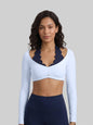 Scalloped Off-Shoulder White Long Sleeve Crop Top