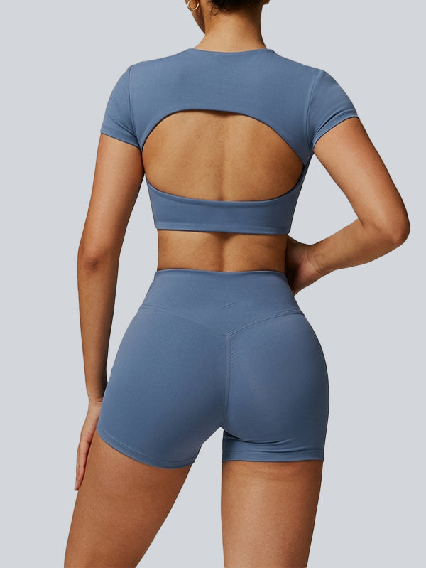 Set Short Sleeve Cropped Top with Short