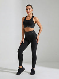 Textured Panel Sports Bra With Legging