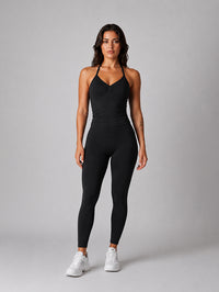 Set True Shape Ruched Halter Tank with Legging