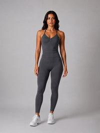 Set True Shape Ruched Halter Tank with Legging
