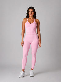 Set True Shape Ruched Halter Tank with Legging