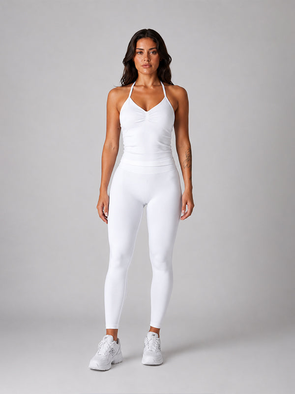 Set True Shape Ruched Halter Tank with Legging