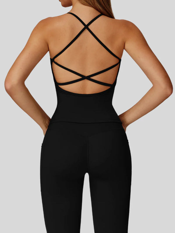 Set Snug-Fit Tank Top with Flared Leg Pant