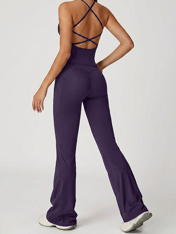 Set Snug-Fit Tank Top with Flared Leg Pant