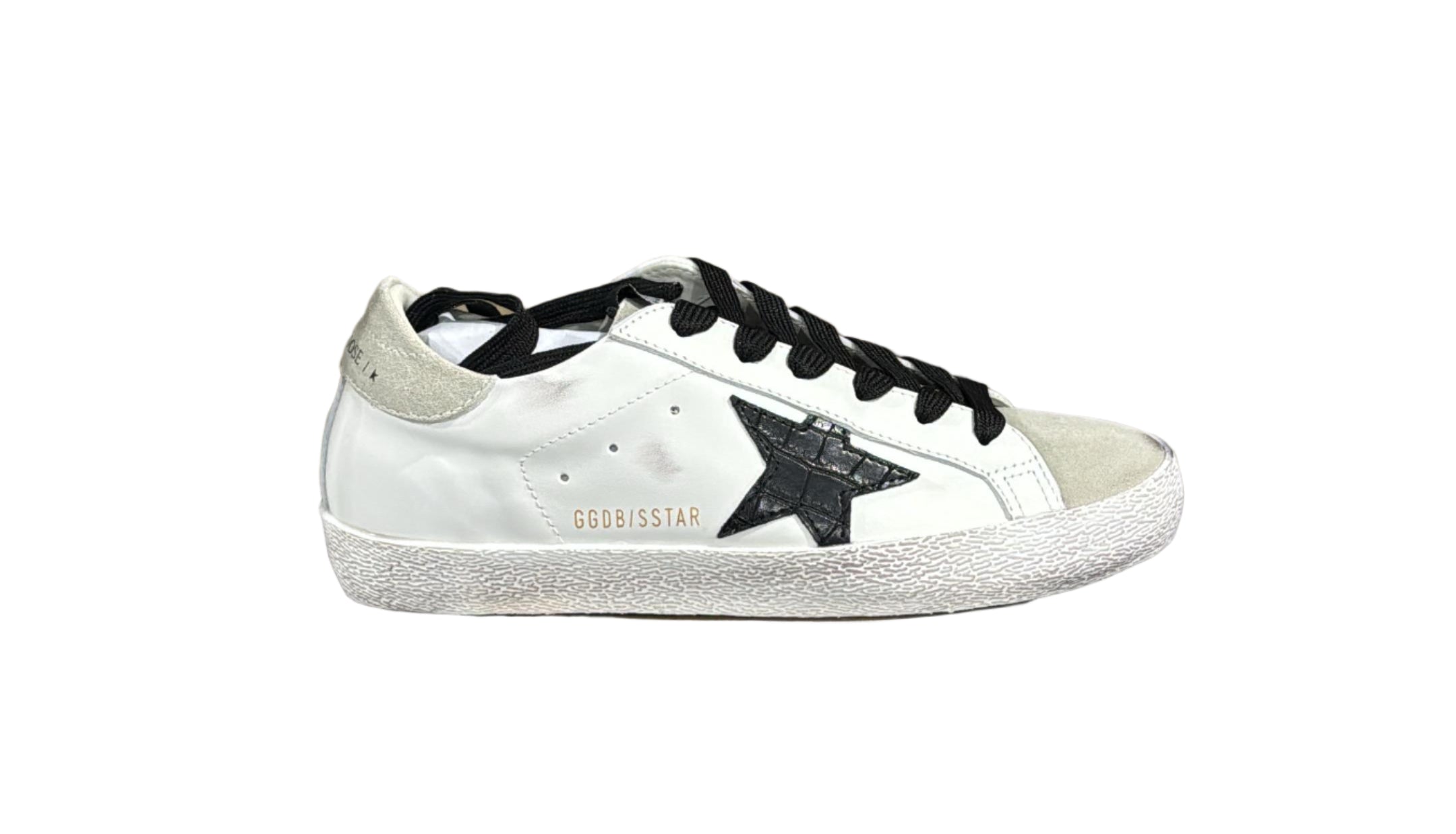 Golden goose white b.grey leather