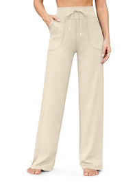 Stretch Wide Leg Trousers High Waisted