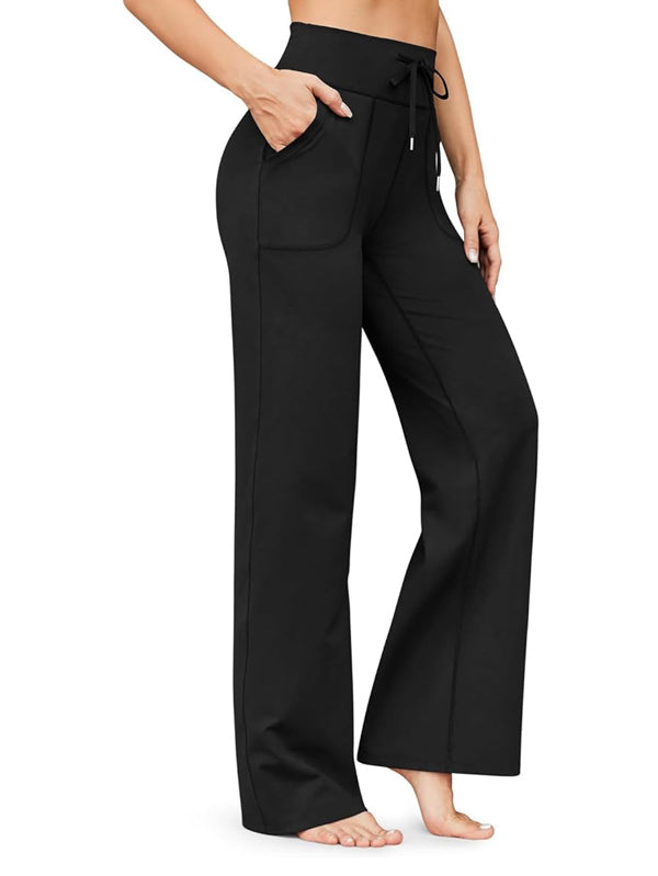 Stretch Wide Leg Trousers High Waisted