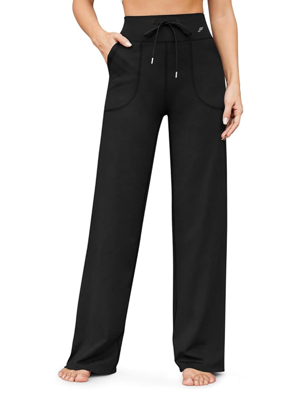 Stretch Wide Leg Trousers High Waisted