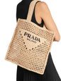 Prada triangle-logo crochet tote bag