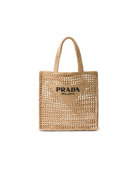 Prada triangle-logo crochet tote bag