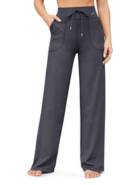 Stretch Wide Leg Trousers High Waisted